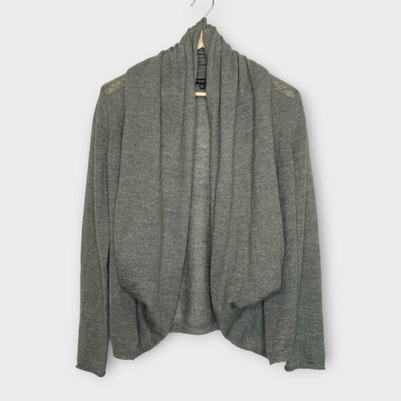 🍂🍁 Talbots Open Cardigan Sweater Attached Scarf Grey Size S/M - Picture 1 of 7